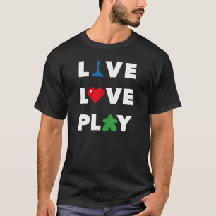 Live, Love, Play White Text Mannen Shirt