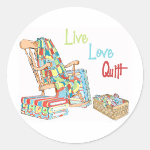 Live..Love..Quilt Ronde Sticker