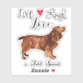 Live Love Rire un Sticker Spaniel Vinyl (Feuille)