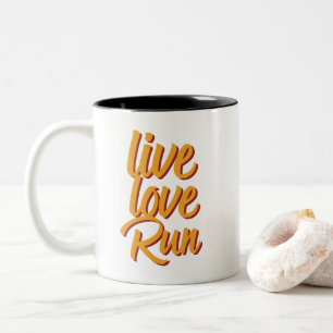 Live Love Run Marathon Runner Workout Tweekleurige Koffiemok