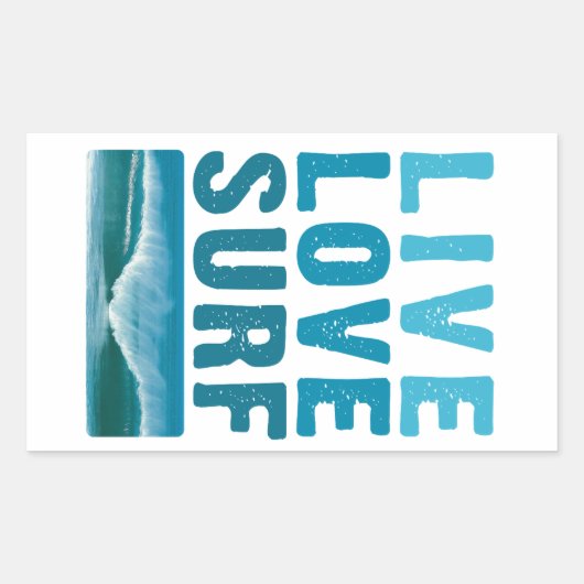 live_love_surf rechthoekige sticker (Voorkant)