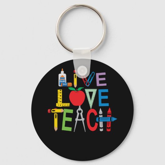 Live Love Teach Funny Kindergarten Leraar Sleutelhanger (Voorkant)