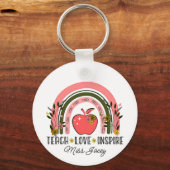 Live Love Teach Rainbow Teacher Appreciation Sleutelhanger (Voorkant)