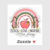 Live Love Teach Rainbow Teacher Appreciation Sticker (Vel)