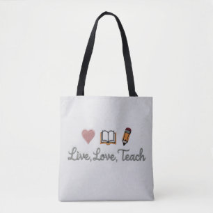 Live Love Teach Tote Schoudertas Draagtas