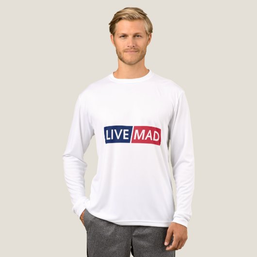LIVE MAD – Bold Minimal Modern Typography Design Tri-Blend Shirt (Voorkant)