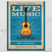 Live Music Acoustic Guitar Flyer Blue (Achterkant)
