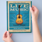 Live Music Acoustic Guitar Flyer Blue (Hand)