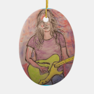 Live Music Girl Sketch Keramisch Ornament