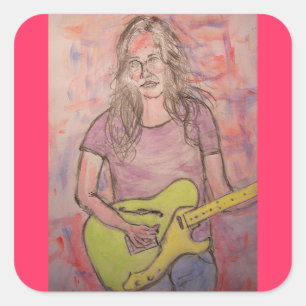 Live Music Girl Sketch Vierkante Sticker