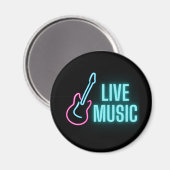 Live Music Neon Guitar Magneet (Voorkant / Achterkant)