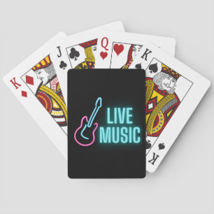 Live Music Neon Guitar Pokerkaarten