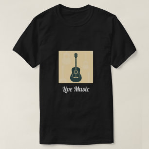 Live Music slogan Retro guitar akoestische muziek T-shirt