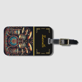 Live muziek vibes in blauw en goud bagagelabel (Voorkant (horizontaal))