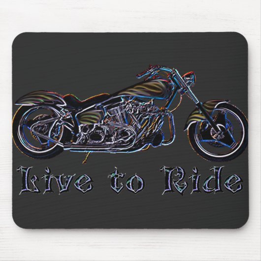 Live naar Ride Neon Motorcycle Mousepad Muismat (Voorkant)