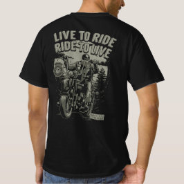 Live naar Ride Ride to Live Bearded Biker Chopper T-shirt