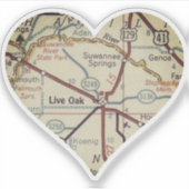 Live Oak FL-kaart Sticker (Voorkant)