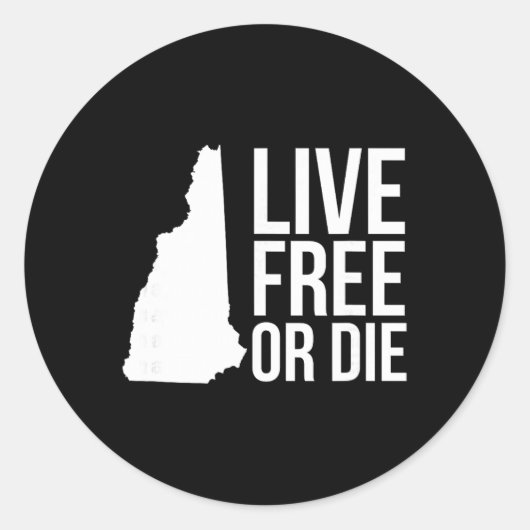 Live Or Die Nh Motto New Hampshire Map Ronde Sticker (Voorkant)