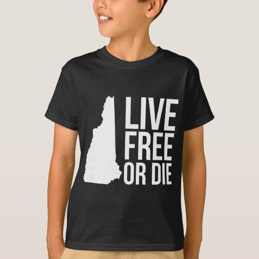 Live Or Die Nh Motto New Hampshire Map T-shirt (Voorkant)