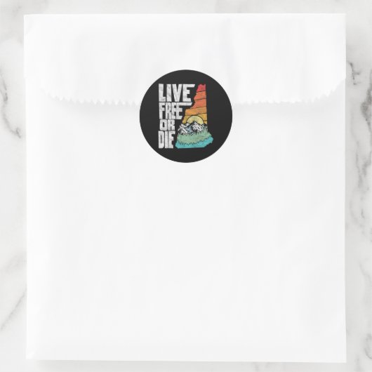 Live Or Die Retro New Hampshire Nature  Ronde Sticker (Tas)