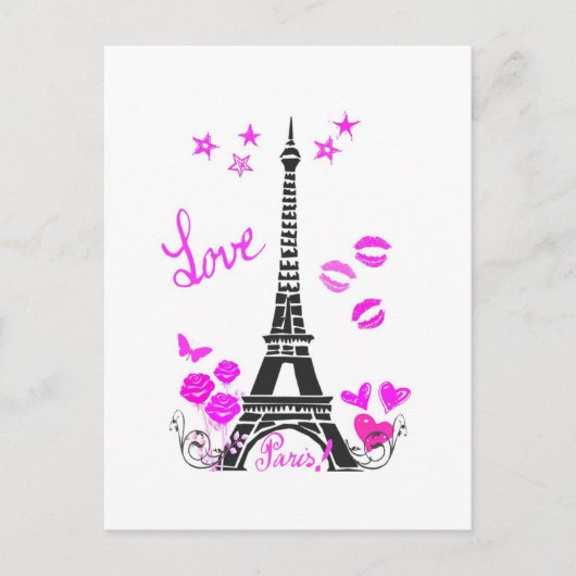LIVE PARIS EIFFEL TOWER PRINT BRIEFKAART (Voorkant)