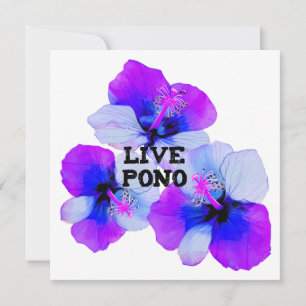 Live Pono Hawaïaanse Hibiscus Paars Blauw Bloem Kaart