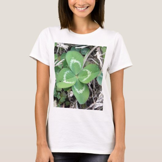 Live Real 4 Leaf Clover-foto T-shirt (Voorkant)