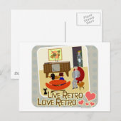 Live Retro Love Retro Slogan Briefkaart (Voorkant / Achterkant)