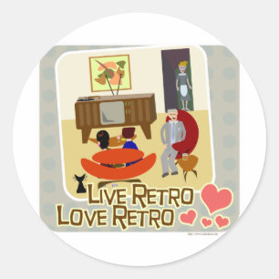 Live Retro Love Retro Slogan Ronde Sticker