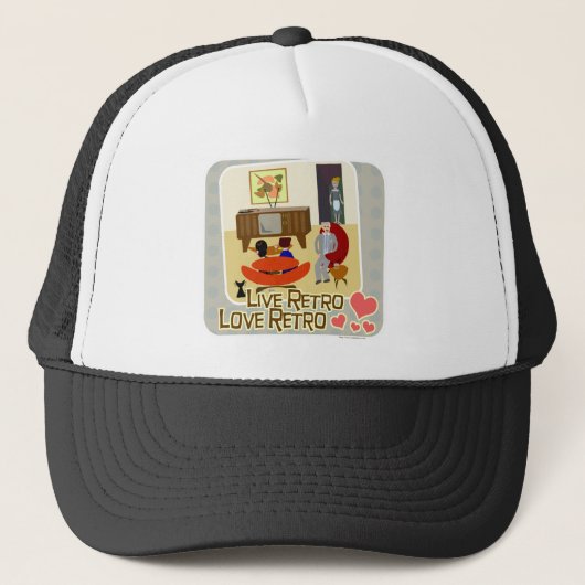 Live Retro Love Retro Slogan Trucker Pet (Voorkant)