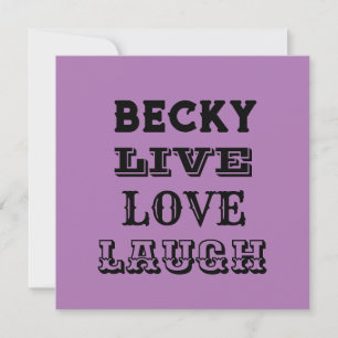 LIVE RIGH LOVE NAME PURPLE MODERNE CARTE
