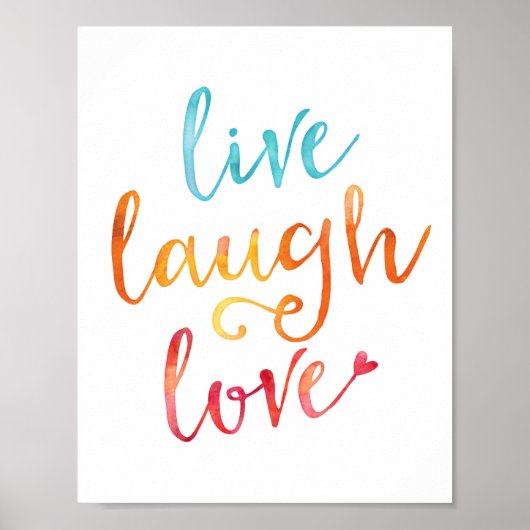 Live rire amour aquarelle typographie affiche (Devant)