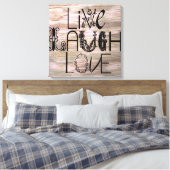 Live rire amour bois rustique panneau en toile mur (Insitu(Chambre))