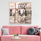 Live rire amour bois rustique panneau en toile mur (Insitu(Salon))