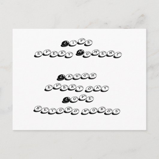 live, rire, chère d'amour carte postale (Devant)