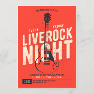 Live rock night music promotion flyer Announouneme Kaart