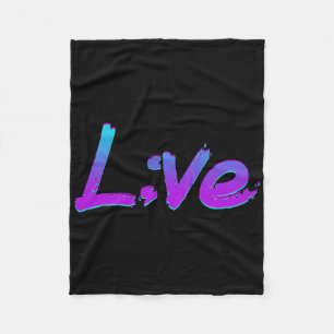 Live Semicolon Suicide Prevention Awareness Mental Fleece Deken
