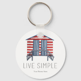 Live Simple Quote Nautical Summer Beach Hut Cabana Sleutelhanger