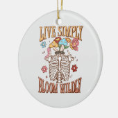 Live Simply, Bloom Wildly – Skeleton & Mushrooms Keramisch Ornament (Links)