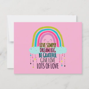 Live Simply Dream Big Wees dankbaar Geef liefde Briefkaart