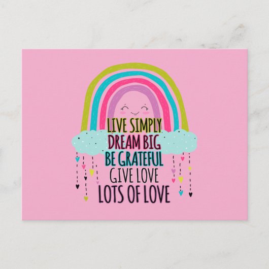 Live Simply Dream Big Wees dankbaar Geef liefde Briefkaart (Voorkant)