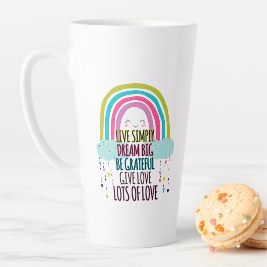 Live Simply Dream Big Wees dankbaar Geef liefde Latte Mok (In situ)