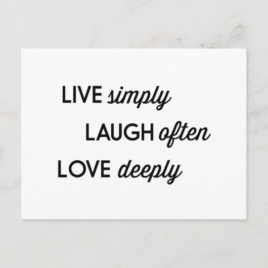 Live Simply, Laugh Often, Love Deeply Briefkaart (Voorkant)