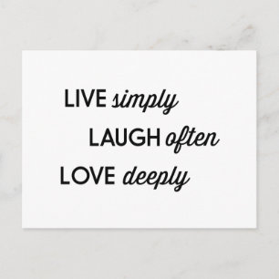 Live Simply, Laugh Vaak, Love Deeply Briefkaart