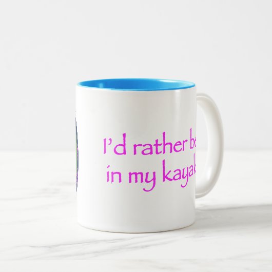 Live stream kayak-avontuur tweekleurige koffiemok (Voorkant rechts)
