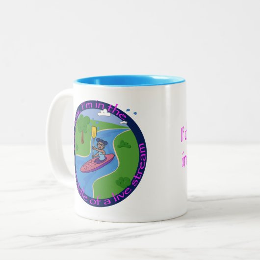 Live stream kayak-avontuur tweekleurige koffiemok (Voorkant links)