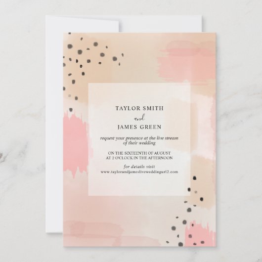 Live Stream Virtual Weduwing Abstract Roze Kaart (Voorkant)