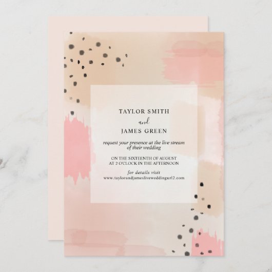 Live Stream Virtual Weduwing Abstract Roze Kaart (Voorkant / Achterkant)