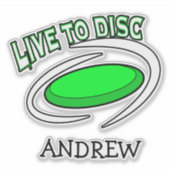 Live sur disque | Sticker de golf de disque (Devant)