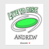Live sur disque | Sticker de golf de disque (Feuille)